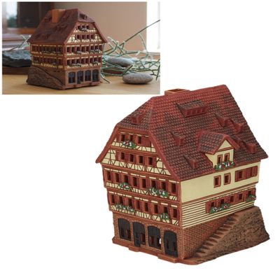 Midene Ceramic Art Tealight Candle Holder Room Decoration Handcrafted Collectible Miniature Aroma Light House Fridrich Baur House in Tubingen, Germany B267AR*