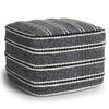 Boho Square Pouf Ottoman, Small Hand Knitted Hassock Footrest for Living Room, Cotton Woven Bean Bag Foot Stool for Couch, Dark Gray, White and Black Cloth Puff Chair for Floor, 18"x18"x14" view 1