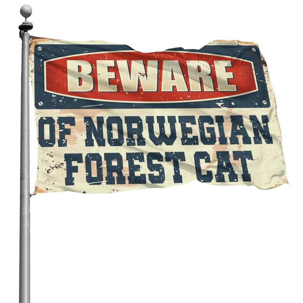 Flags For Room Guys Beware of Norwegian Forest Cat Flag Gifts For Men Who Have Everything (Size : 12 * 18IN/30 * 45CM)