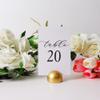 Hanna Roberts Modern Cursive Table Number Card Stock Signs with Round Stand for Wedding Reception, Restaurant, Event Party, 4" x 6" (Set of 10, 11-20, Gold) view 3