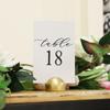 Hanna Roberts Modern Cursive Table Number Card Stock Signs with Round Stand for Wedding Reception, Restaurant, Event Party, 4" x 6" (Set of 10, 11-20, Gold) view 4
