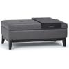 42"W Leather Storage Ottoman Bench with Lift Top and Trays, Upholstered, Footrest with Large Storage Space, Dark Gray Storage Chest, Queen Size End of Bed Bench with Hidden Space for Blankets view 1