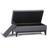 42"W Leather Storage Ottoman Bench with Lift Top and Trays, Upholstered, Footrest with Large Storage Space, Dark Gray Storage Chest, Queen Size End of Bed Bench with Hidden Space for Blankets view 3