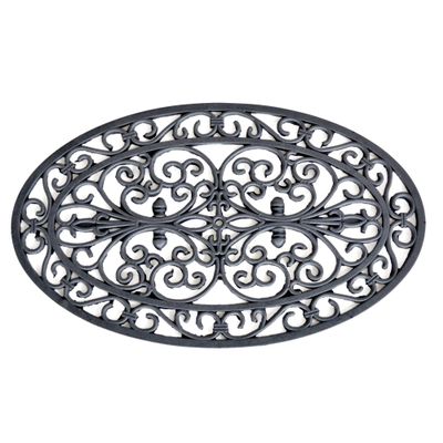 Buffalo Tools RMATOV: Decorative Scrollwork Rubber Entry Mat 18 X 30 In. - Oval Shape