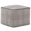 Pemberly Row Boho Square Pouf Ottoman, Small Hand Knitted Hassock Footrest for Living Room, Cotton Woven Bean Bag Foot Stool for Couch, White and Black Cloth Puff Chair for Floor, 18"x18"x14" view 1