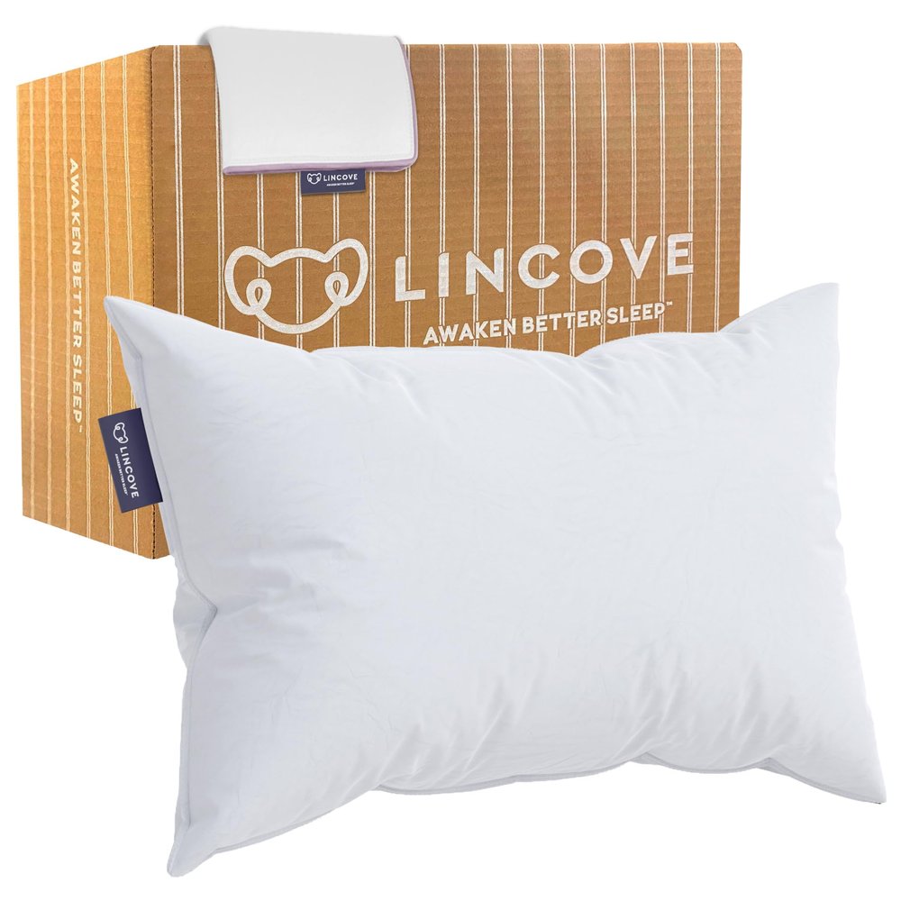 Lincove Recreation Sleeping Pillow, Filled with Premium Down, 600 Fill Power  Includes A Pillow Protector, 400 Thread Count Pillow Shell, Queen - Soft, 1 Pack