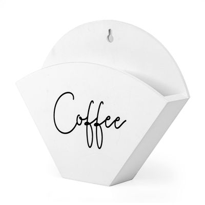 Ilyapa Wooden Cone Coffee Filter Holder, White Wall-Mounted Containers, Magnetic Farmhouse Style Coffee Filter Storage Organizer for Kitchen, Fridge, Bar