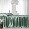 Short Queen Silk Sheet Set  7 Piece True Silk Satin Sheets Set- - Hotel Luxury Bed Sheets - Extra Soft - 15'' Deep Pocket - Breathable & Cooling - Wrinkle Free - Comfy-Olive Bed Sheets view 1