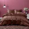 Cloud Fino 100% Pure Silk Satin Duvet with Fitted Sheet Set 4pcs, Silk Satin Fitted Sheet 15'' Deep Pocket,Silk Satin Duvet Cover,Silk Satin Pillowcases Set !!!(Olympic Queen Chocolate) view 1
