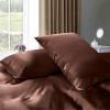 Cloud Fino 100% Pure Silk Satin Duvet with Fitted Sheet Set 4pcs, Silk Satin Fitted Sheet 15'' Deep Pocket,Silk Satin Duvet Cover,Silk Satin Pillowcases Set !!!(Olympic Queen Chocolate) view 3