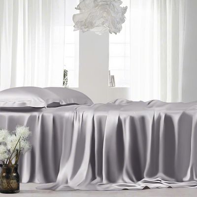 Full XL Silk Sheet Set  7 Piece True Silk Satin Sheets Set- - Hotel Luxury Bed Sheets - Extra Soft - 15'' Deep Pocket - Breathable & Cooling - Wrinkle Free - Comfy-Silver Grey Bed Sheets