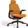 Steelcase Series 1 Office Chair with Headrest, Graphite Frame, Cogent Connect Tangerine, Hard Floor Casters view 1