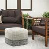 Pemberly Row Square Woven Pouf, 18" x 18" x 14", 100% Recycled PET Polyester, Gray and White Stripe, Water/UV Resistant, Multi-Functional Indoor/Outdoor Footstool or Extra Seating view 2