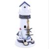 CoTa Global Ocean Blue Nautical Wooden Lighthouse Decor - Handmade White Lighthouse Figurine with Starfish, Sailboat, and Rope Accents view 1