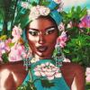 African Pincess Hanging, African Caribbean Woman Wall Art, African decor for Living Room, Measures 31 x 34 inches view 2