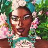 African Pincess Hanging, African Caribbean Woman Wall Art, African decor for Living Room, Measures 31 x 34 inches view 4