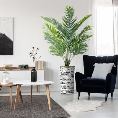 Artificial Tree in Contemporary Planter, Fake Areca Tropical Palm Silk Tree for Indoor and Outdoor Home Decoration - 66" Overall Tall (Plant Pot Plus Tree)
