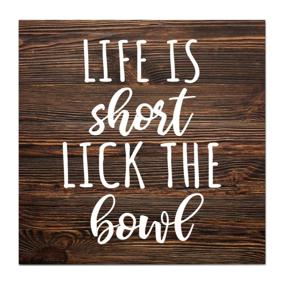 Life Is Short Lick The Bowl Making A Wooden Plaque Blank Wooden Shield Plaque Wood Slice House Sign The Ten Commandments Wooden Plaque Smooth Beautiful Nautical For Winter Holidays 10X10 Inch