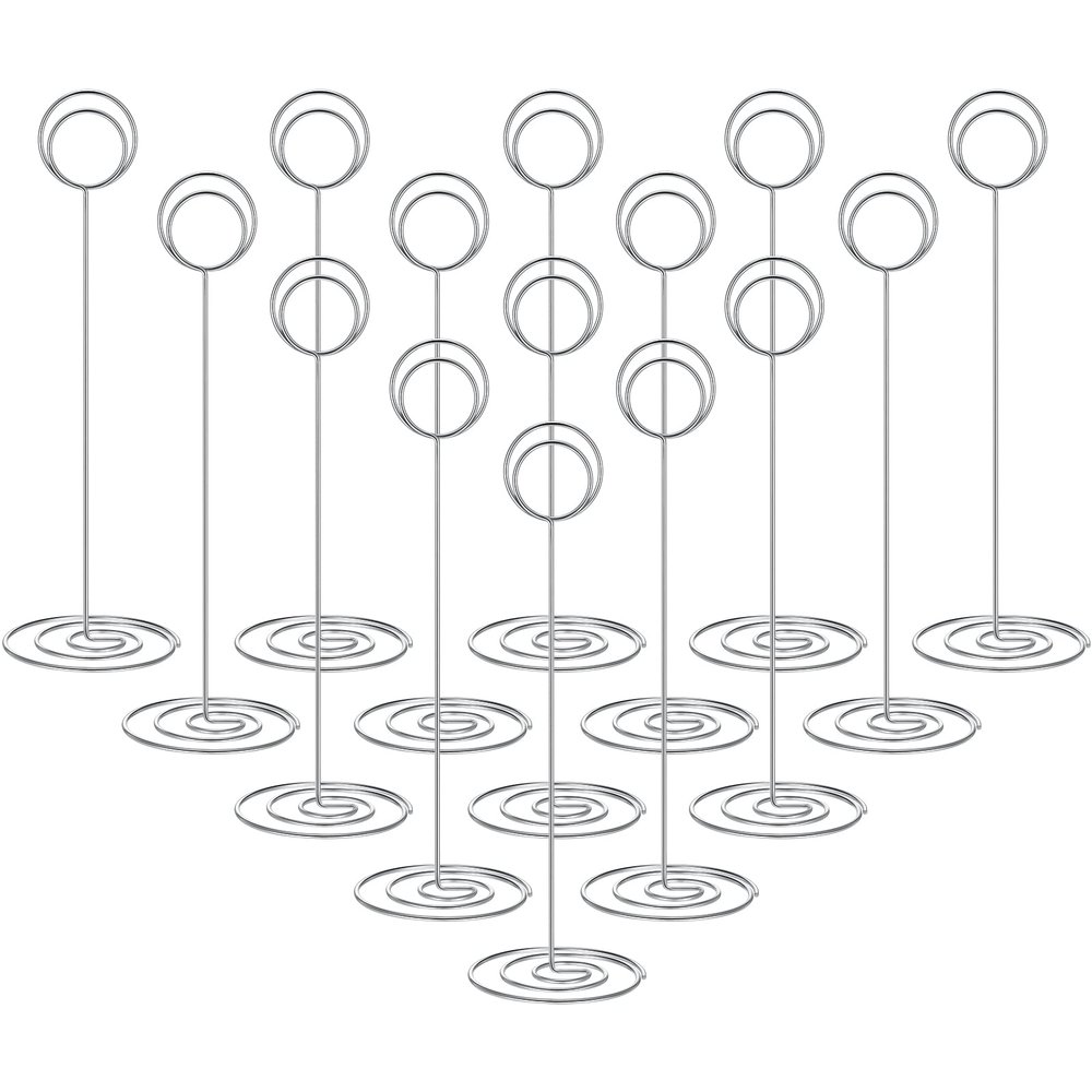 Pajean 36 Pack 8.75 Inch Tall Table Number Holders Silver Table Sign Stands Metal Place Card Holder for Photos Picture Numbers Food Signs Memo Notes for Wedding Birthday Party Restaurant