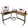 Homall L Shaped Gaming Desk Computer Corner Desk PC Gaming Desk Table with Large Monitor Riser Stand for Home Office Sturdy Writing Workstation (Classical Brown, 51 Inch) view 1
