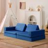 jela Kids Play Couch Extended Size 8PCS for Family, Floor Sofa Modular Funiture for Kids Adults, Playhouse Play Set for Toddlers Babies, Modular Foam Play Couch Indoor 66" x 33" x 22" Navyblue view 1