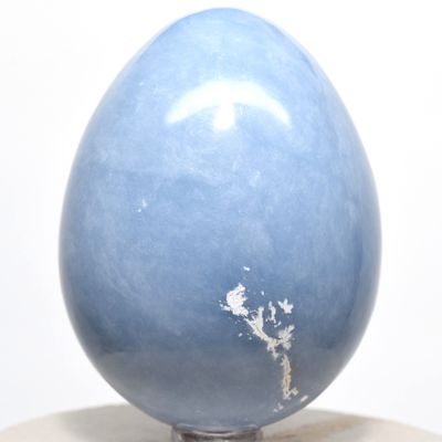 72mm Blue Angelite Egg Natural Crystal Polished Sparkling Angelic Mineral Angel Stone - Peru + Stand