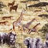 African Safari Wall Hanging, Animals in African landscape, Lions, Elephants, Giraffes on African safari view 2