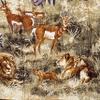 African Safari Wall Hanging, Animals in African landscape, Lions, Elephants, Giraffes on African safari view 3