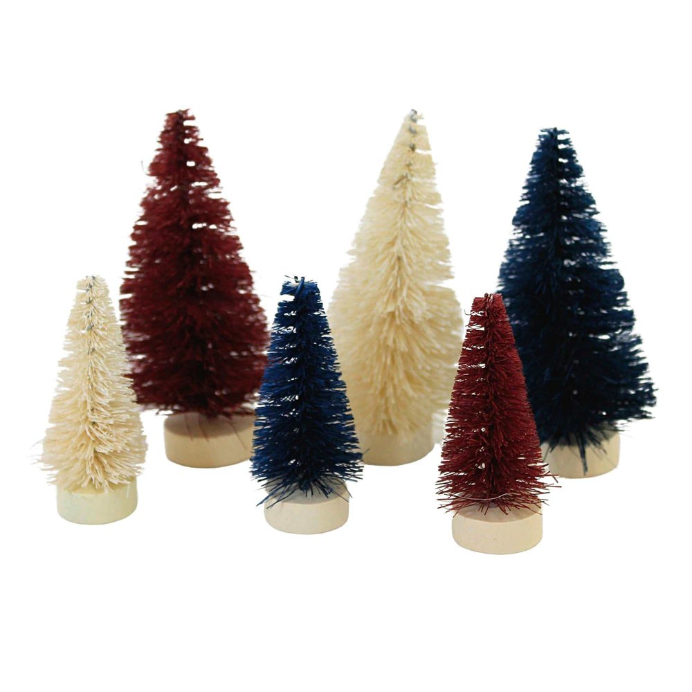 Bethany Lowe Designs LC1539 Old Glory Mini Bottle Brush Trees (Set of 6)