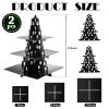 2 Pieces Black City Skyscraper Cupcake Stand 3 Tier Dessert Tower Display for City Theme Party Supplies Table Decor view 2