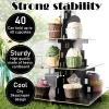 2 Pieces Black City Skyscraper Cupcake Stand 3 Tier Dessert Tower Display for City Theme Party Supplies Table Decor view 3