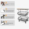 Beaugreen Stackable Kitchen Storage Baskets with Tabletop Metal Fruits Vegetables Basket Shelf Organizert Utility Rolling Cart for Kitchen,Pantry,Bathroom,Garage(3-Tiers/woodtop) view 4