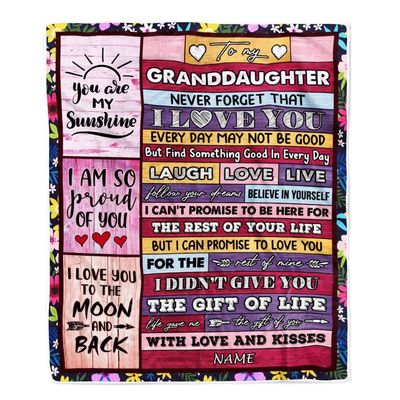 CenturyTee Personalized to My Granddaughter Blanket from Grandma Grandpa Papa Wood Laugh Love Live Believe Granddaughter Birthday Christmas Fleece Throw Blanket (60 x 80 in Adult Size)