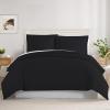 Dazzles Collection 600 Thread Count True Luxury Hotel Quality 100% Egyptian Cotton Duvet Cover Set, 5 Pieces with (Button Closure), King/Cal-King, Black Stripe. view 1