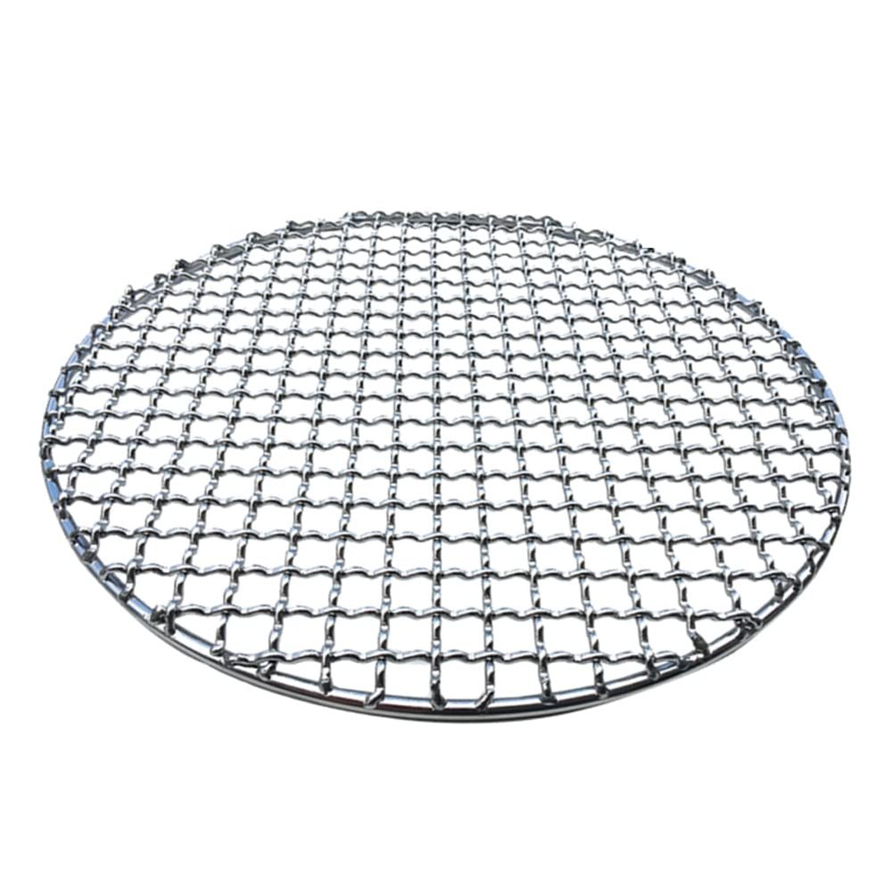 Cuteam Korean BBQ Grill, Round Stainless Steel BBQ Grill Durable Non-Stick Barbecue Baking Pan Roast Mesh Net Multiple Sizes for Baking Silver 38cm
