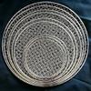 Cuteam Korean BBQ Grill, Round Stainless Steel BBQ Grill Durable Non-Stick Barbecue Baking Pan Roast Mesh Net Multiple Sizes for Baking Silver 38cm view 4