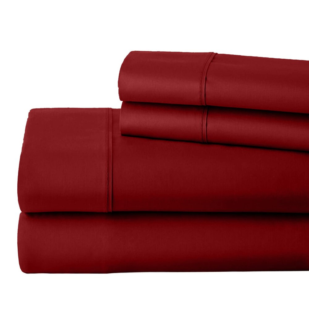 1000 Thread Count 100% Egyptain Cotton Queen XL, Burgundy [4 PC] Sheets Set, 1000-TC Long-Staple Egypt Cotton Bedsheet, Breathable, Soft & Silky Sateen Weave, Fits Upto 10'' Deep Pockets Mattress