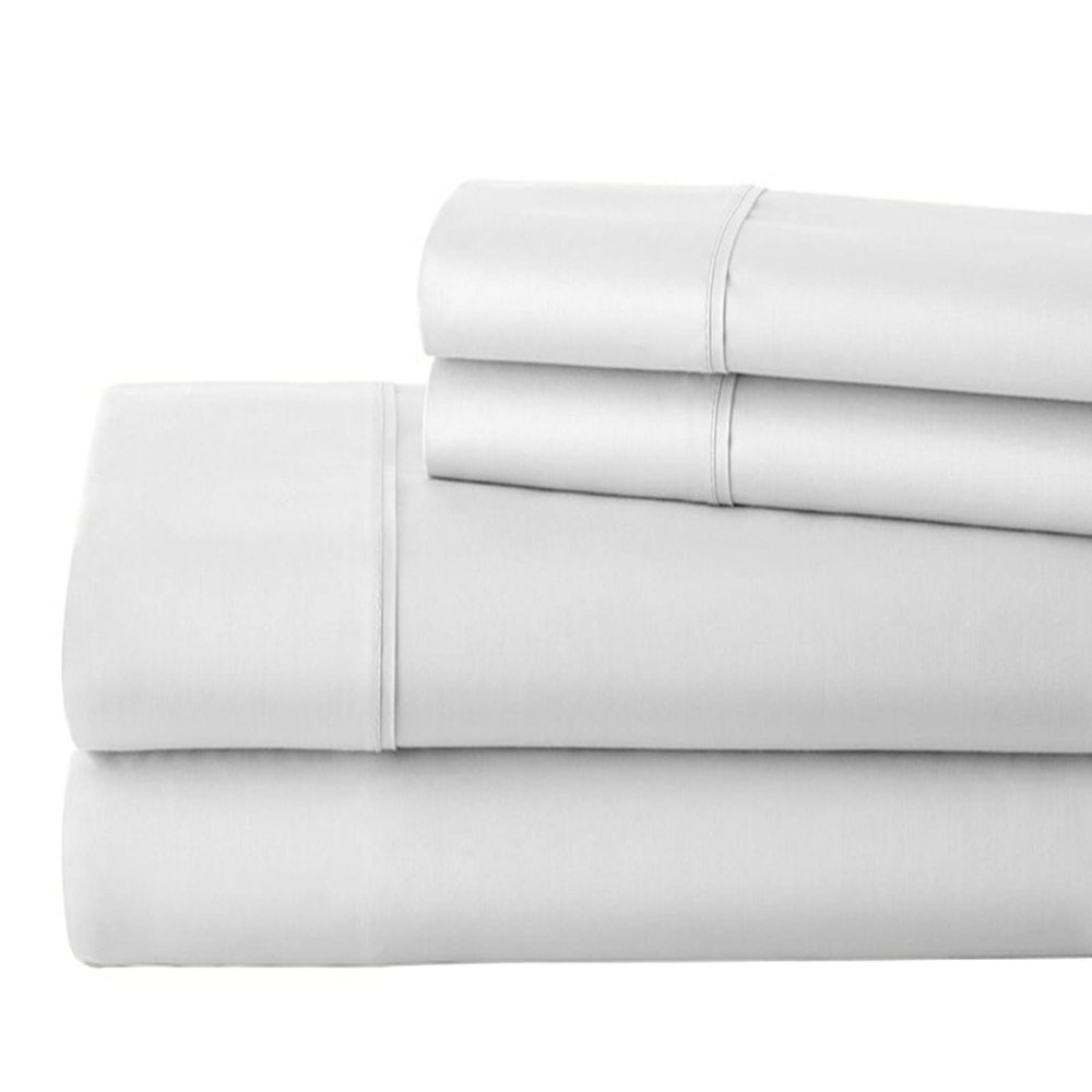 1000 Thread Count 100% Egyptain Cotton Alaskan King, White [4 PC] Sheets Set, 1000-TC Long-Staple Egypt Cotton Bedsheet, Breathable, Soft & Silky Sateen Weave, Fits Upto 18" Deep Pockets Mattress