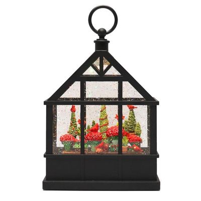 RAZ Imports 2022 Holiday Water Lanterns 9.5" Christmas Flowers and Cardinals Lighted Water Greenhouse