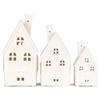 RAZ Imports 2022 Cozy Christmas 8.25" White Ceramic House, Set of 3 view 1
