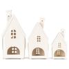 RAZ Imports 2022 Cozy Christmas 8.25" White Ceramic House, Set of 3 view 4