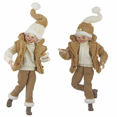 RAZ Imports 2022 Winter Cottage 16" Cozy Posable Elf, Assortment of 2