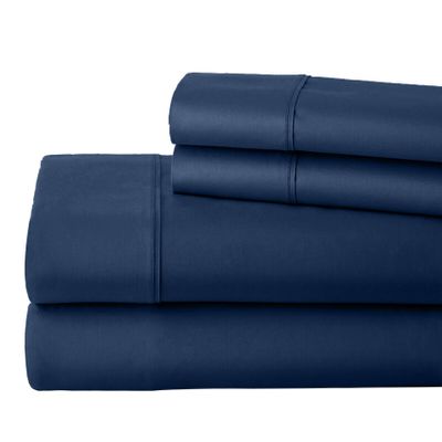 1000 Thread Count 100% Egyptain Cotton Alaskan King, Mediterranean Blue [4 PC] Sheets Set, Long-Staple Egypt Cotton Bedsheet, Breathable, Soft & Silky Sateen Weave, Fits Upto 24" EXTRA Deep Pockets