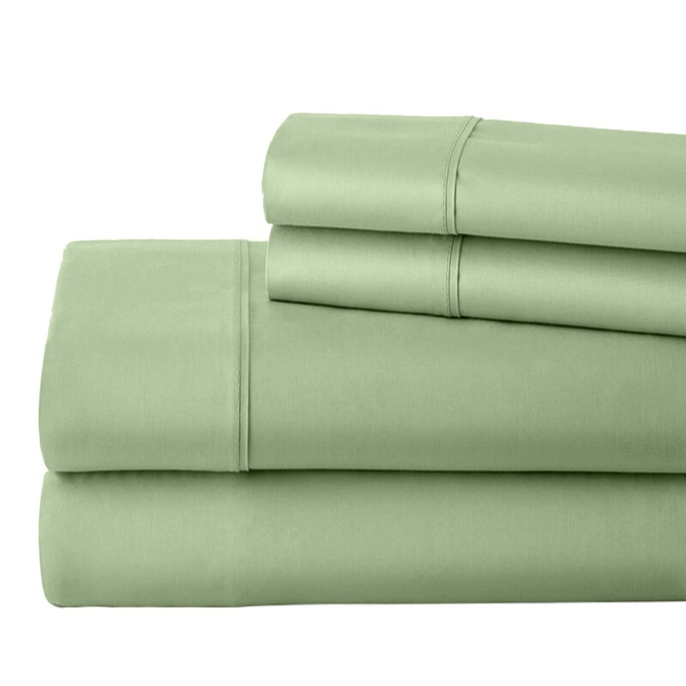 1000 Thread Count 100% Egyptain Cotton Alaskan King, Sage [4 PC] Sheets Set, Long-Staple Egypt Cotton Bedsheet, Breathable, Soft & Silky Sateen Weave, Fits Upto 28" EXTRA Deep Pockets Mattress