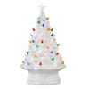 Raz Imports Vintage White Ceramic Lighted Christmas Tree with Timer  17-Inch Porcelain Holiday Tabletop Dcor view 1