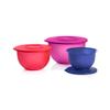 Tupperware Impressions Classic Bowl Set of 3 Pink Red Blue view 1