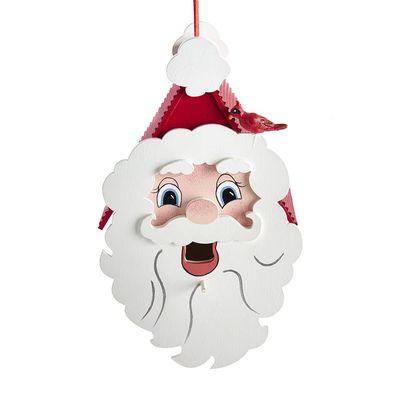 9-Inch Wooden Santa Head Birdhouse Ornament