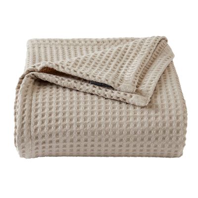 100% Cotton Waffle Weave Bed Blanket | Soft, Breathable, and Lightweight Blanket for All-Season | Perfect for Layering | Brielle Collection (Full/Queen, Taupe)