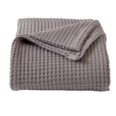 100% Cotton Waffle Weave Bed Blanket | Soft, Breathable, and Lightweight Blanket for All-Season | Perfect for Layering | Brielle Collection (Full/Queen, Charcoal)