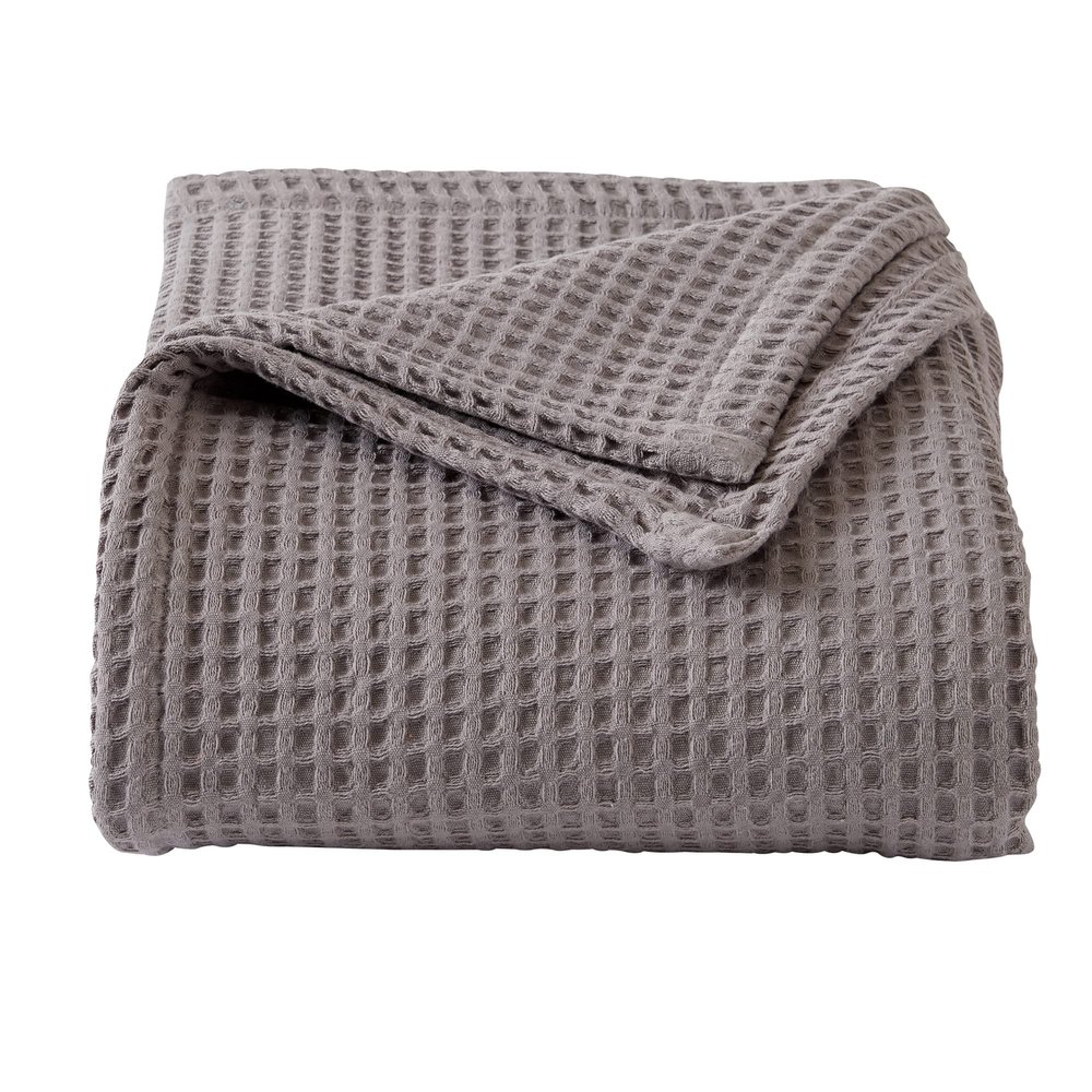 100% Cotton Waffle Weave Bed Blanket | Soft, Breathable, and Lightweight Blanket for All-Season | Perfect for Layering | Brielle Collection (Full/Queen, Charcoal)